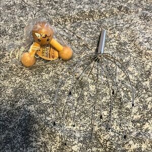 Silver Head Massager and Wooden Gingerbread Man